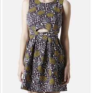 Topshop Pinapple Print Fit and Flare Dress